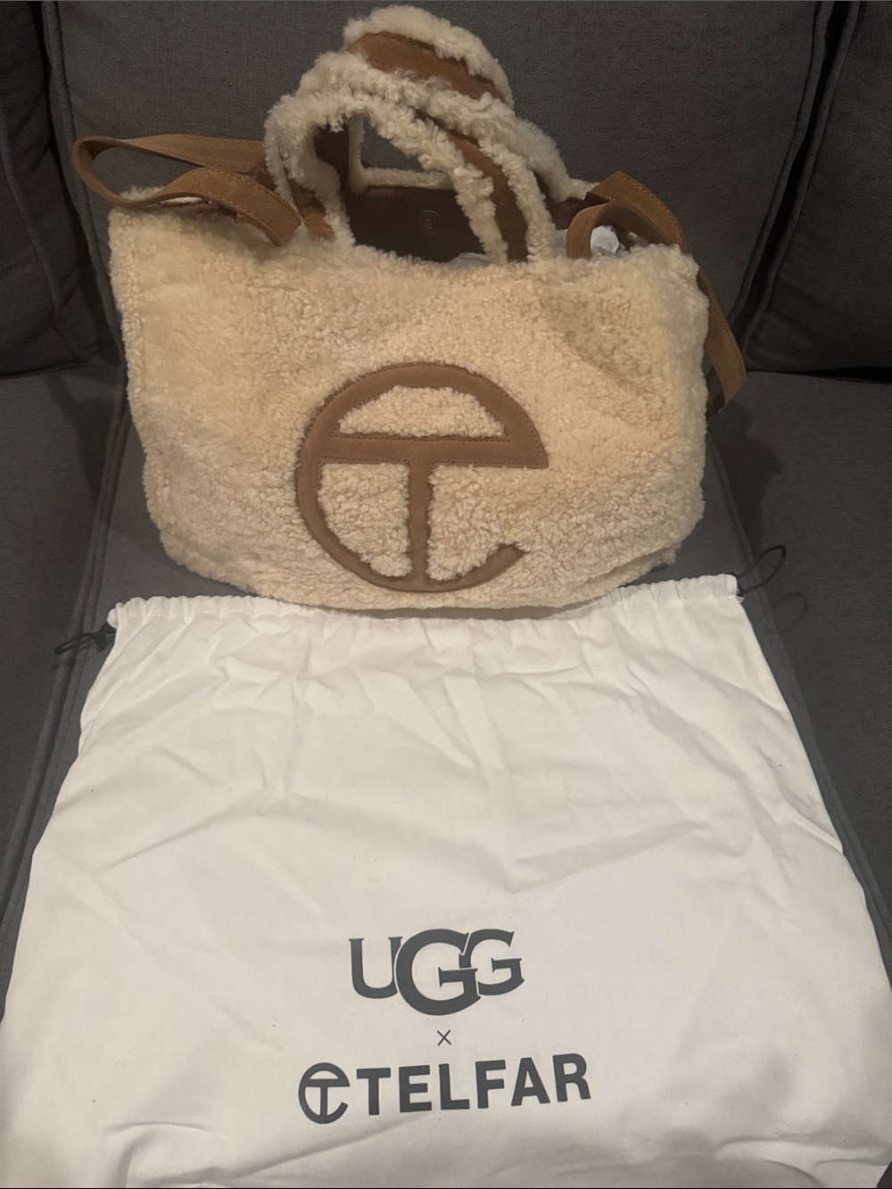 Cream Shearling Tote Bag